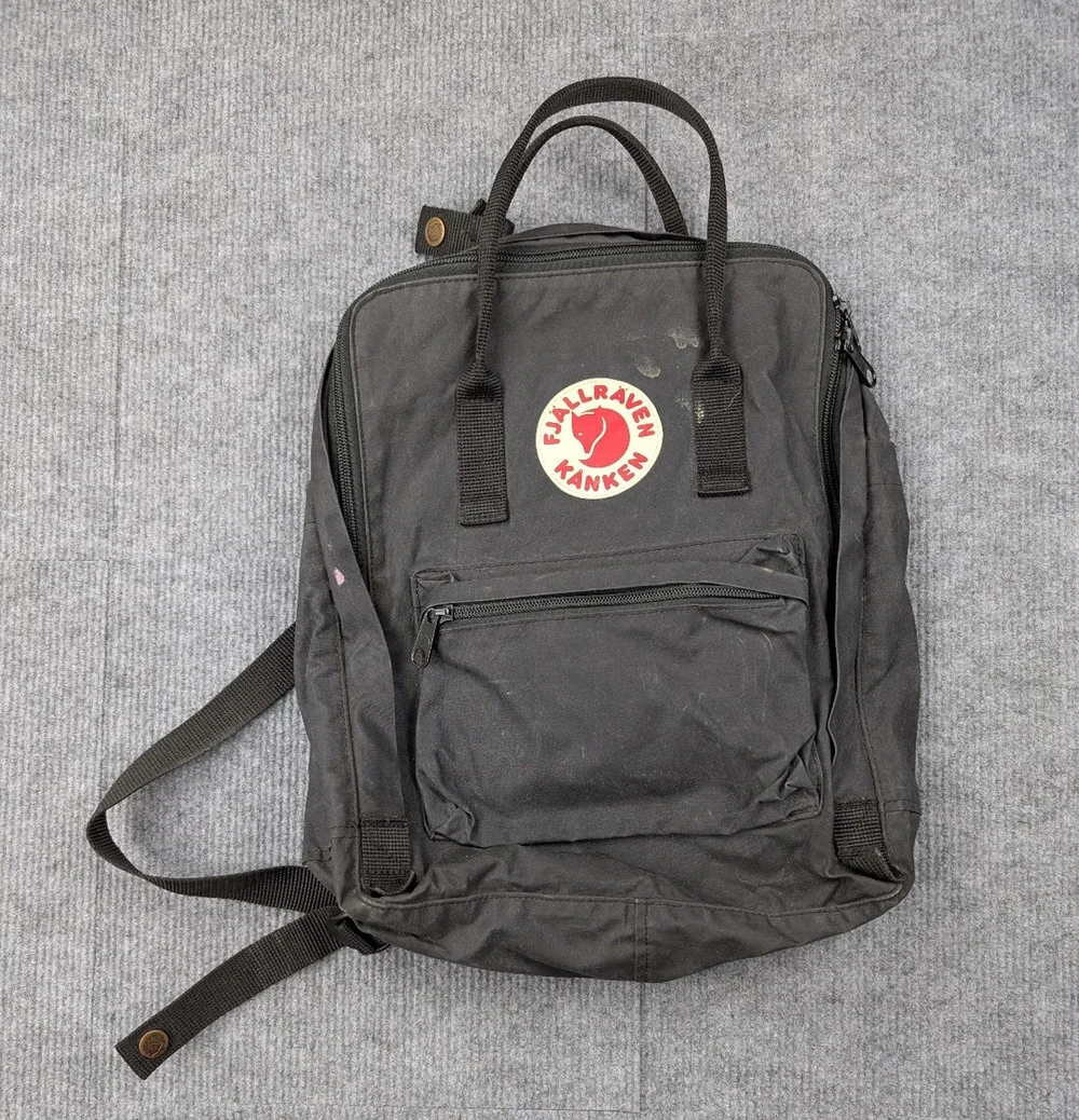 Fjallraven Kanken Backpack Black Outdoors Hiking Lightweight Utility School Bag